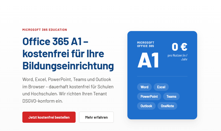 Office 365 A1 – kostenfrei für Ihre Bildungseinrichtung